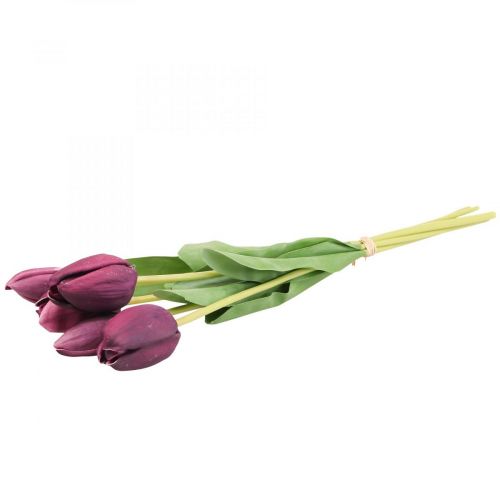 Floristik24 Fleurs artificielles tulipe violette, fleur printanière 48cm lot de 5