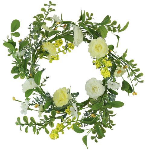 Floristik24 Couronne de fleurs artificielles blanc jaune crème Ø40cm