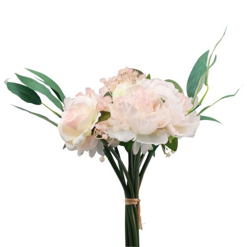 Floristik24 Bouquet de fleurs artificielles pivoines paeonia roses eucalyptus artificiel 32cm