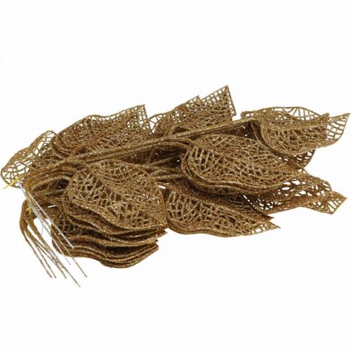 12 Branches Artificielles Pailletées Dorées - Décorations De Noël DIY - Pour Couronnes, Vase, Arbre - Longueur ~35 Cm