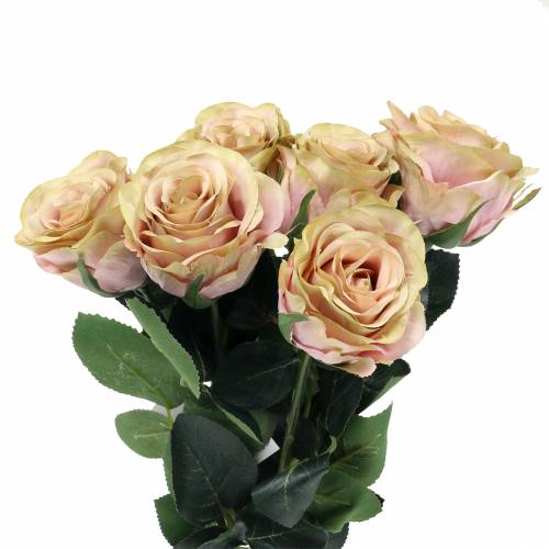 Floristik24 Crème Art Rose fourrée, rose Ø6cm L37cm 6pcs
