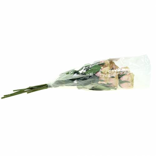 Floristik24 Crème Art Rose fourrée, rose Ø6cm L37cm 6pcs