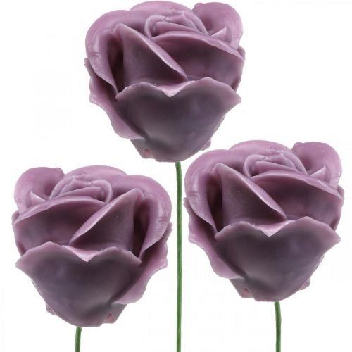 Floristik24 Roses artificielles lilas wax roses déco roses wax Ø6cm 18 pièces