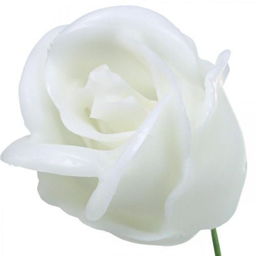 Article Roses artificielles roses en cire blanche roses décoratives en cire Ø6cm 18pcs