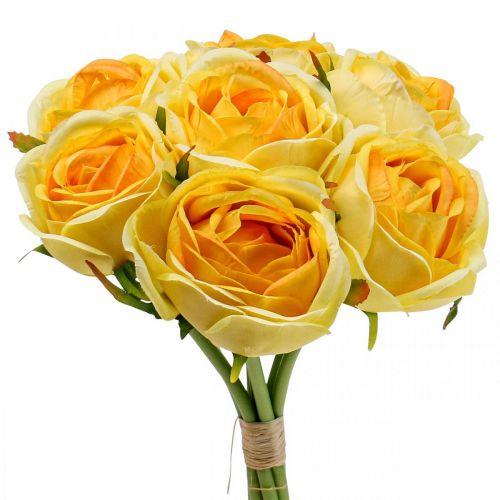 Roses Artificielles Roses Artificielles Jaunes Fleurs en Soie 28cm 7pcs