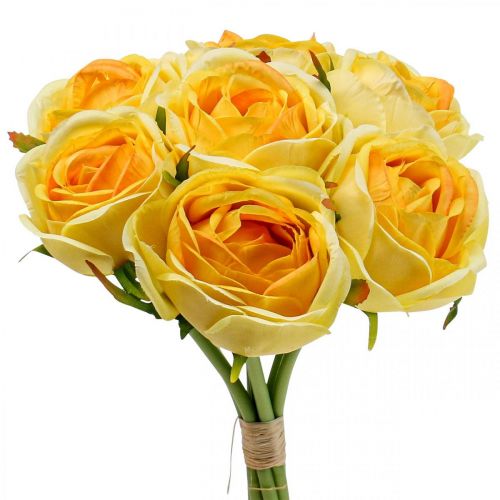 Floristik24 Roses Artificielles Roses Artificielles Jaunes Fleurs en Soie 28cm 7pcs