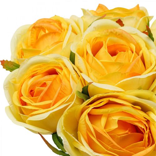 Floristik24 Roses Artificielles Roses Artificielles Jaunes Fleurs en Soie 28cm 7pcs