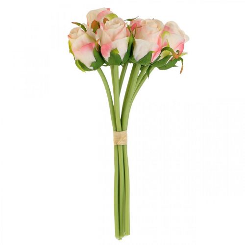 Floristik24 Roses artificielles rose abricot roses artificielles 28cm bouquet 9pcs