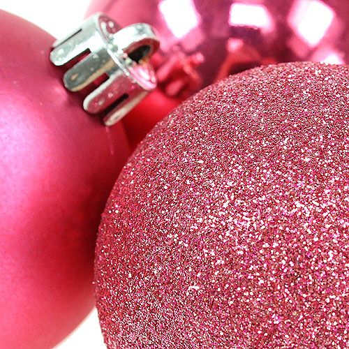 Floristik24 Boules de Noël en plastique rose Ø6cm 10pcs