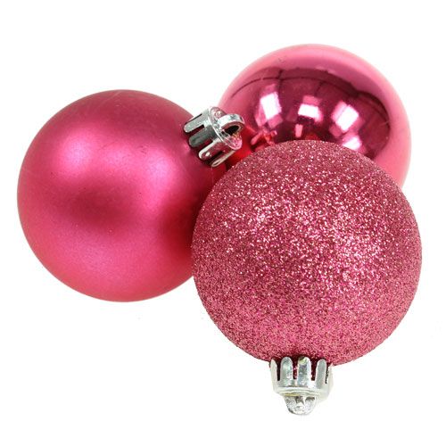 Floristik24 Boule de Noel en plastique Rose Ø5cm 9pcs