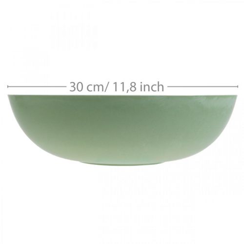 Article Jardinière ronde, décoration florale, bol en plastique, récipient pour compositions vert, blanc chiné H8,5cm Ø30cm