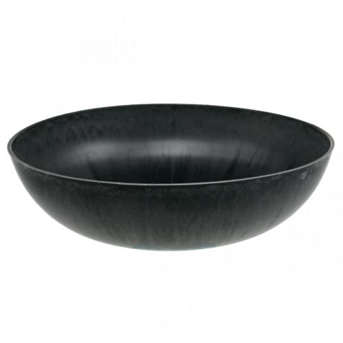 Floristik24 Coupe à fleurs ronde, jardinière, coupelle en plastique noir, gris chiné H8,5cm Ø30cm