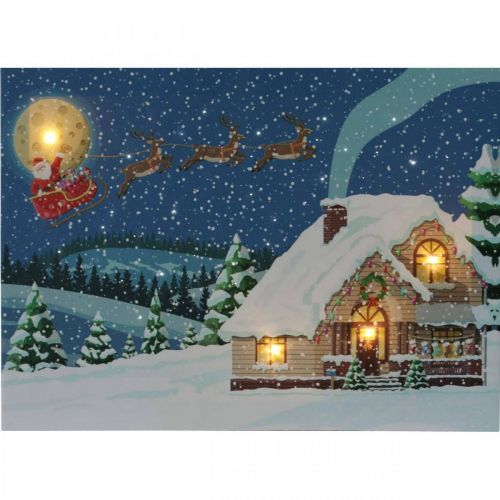Floristik24 Image LED Noël Père Noël avec traîneau Image murale LED 38x28cm