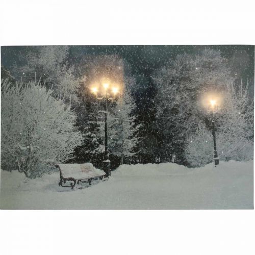 Article Image LED Paysage d&#39;hiver de Noël avec banc de parc LED murale 58x38cm