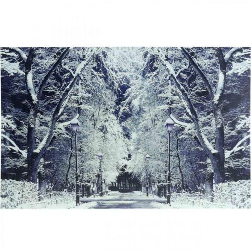 Floristik24 Image LED parc de paysage d&#39;hiver avec des lanternes murale LED 58x38cm