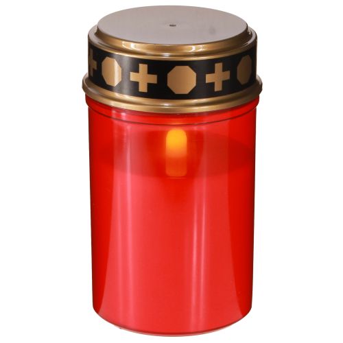 Floristik24 Lampe funéraire LED avec minuterie, bougie de cimetière à piles rouge H12,5 cm