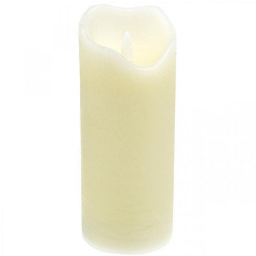 Bougie LED en cire véritable avec minuteur Crème Pour pile  H17cm-480017