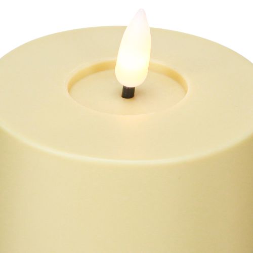 Article Bougie LED d&#39;extérieur avec minuteur effet flamme vert beige H12cm