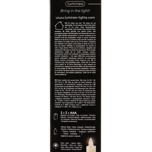 Article Bougie LED en bâton de cire bougies blanches pour batterie 24cm 2 pièces