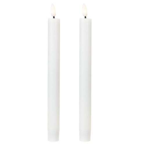 Bougies LED blanches coniques en cire blanc chaud 24,5 cm 2 pièces