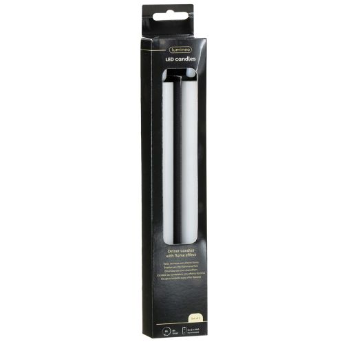 Article Bougies LED blanches coniques en cire blanc chaud 24,5 cm 2 pièces