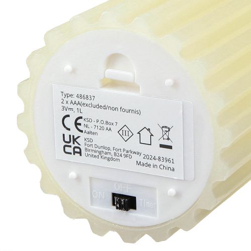 Floristik24 Bougies LED avec minuterie bougies à rainure en cire 7,5/10cm crème 2 pièces