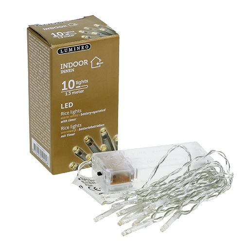 Floristik24 Guirlande lumineuse à piles 10 LED 1,3 m blanc chaud