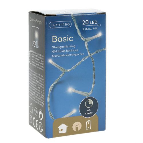 Floristik24 Guirlande lumineuse à LED blanc chaud avec minuterie 20275cm