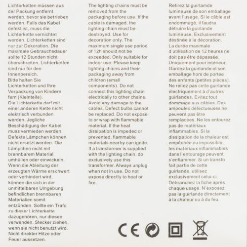 Article Guirlande lumineuse LED, 50 ampoules, à piles, 5 m, blanc chaud