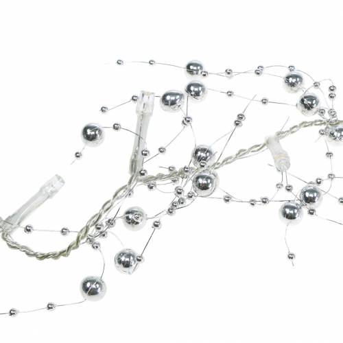 Guirlande lumineuse LED guirlande de perles argent blanc chaud L120cm