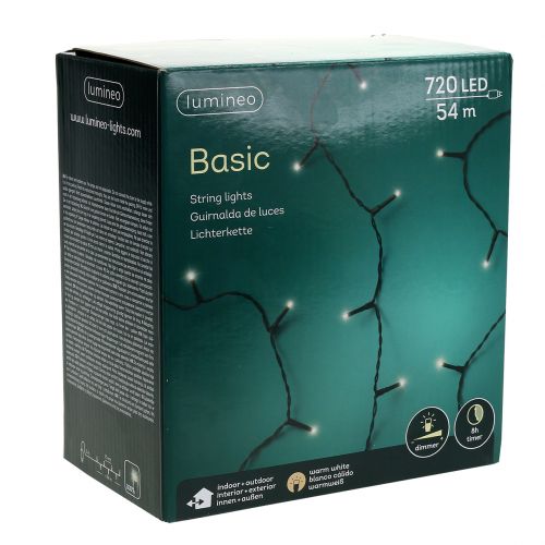 Article Guirlande lumineuse à riz LED blanc chaud pour l'extérieur 720er 54m