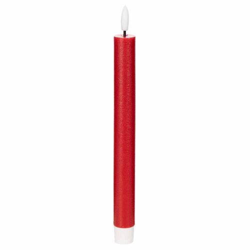 Lot de 2 bougies flambeau LED en cire rouge, 24 cm, lumière blanc chaud acheter | Floristik24.fr