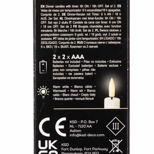 Lot de 2 bougies flambeau LED