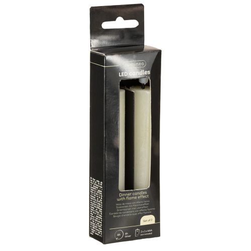 Article Bougie LED crème blanc chaud cire véritable H14,5cm 2 pièces