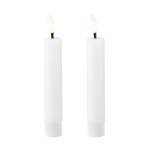 Floristik24 Bougie bâton LED bougie en cire blanche LED blanc chaud 14,5 cm 2 pièces