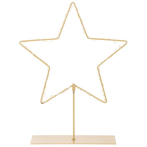 Étoile décorative en métal avec 50 LED, 33 cm, dorée, pour usage intérieur