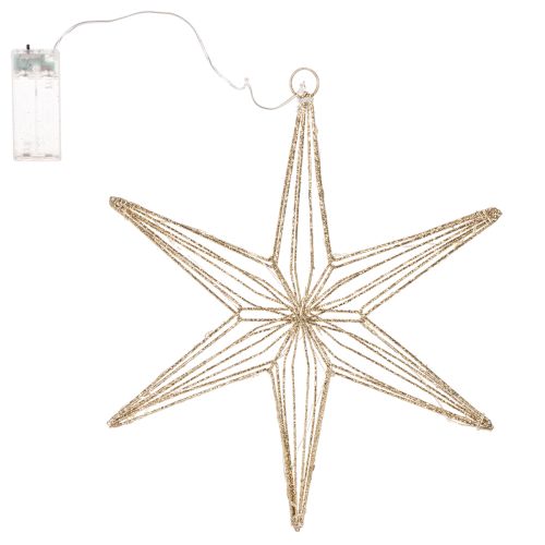 Étoile LED décorative en fil métallique doré à suspendre 32 cm | Floristik24.fr