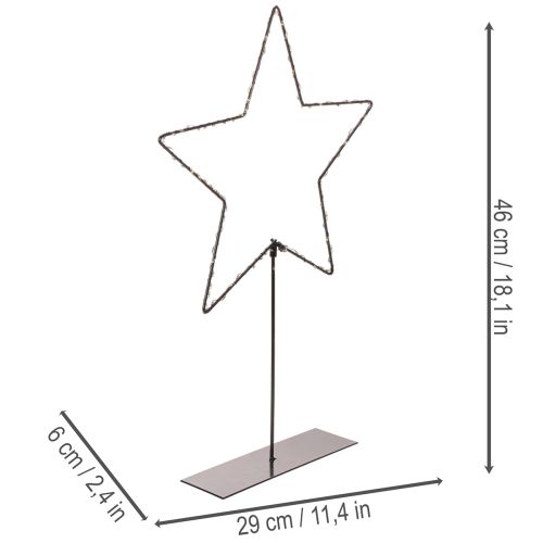 Étoile LED sur pied avec boîtier à piles pour décoration intérieure, H 46 cm, noir | Floristik24.fr