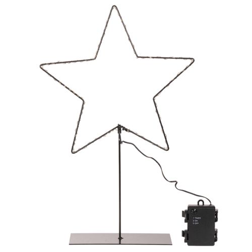 Étoile LED sur pied avec boîtier à piles pour décoration intérieure, H 46 cm, noir | Floristik24.fr