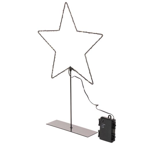 Étoile LED sur pied avec boîtier à piles pour décoration intérieure, H 46 cm, noir | Floristik24.fr