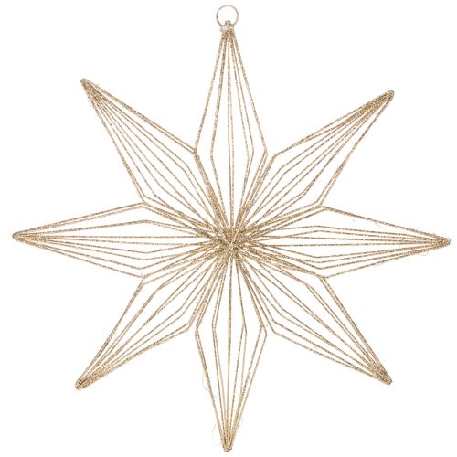 Étoile décorative LED en fil doré avec suspension pour intérieur - 51 cm