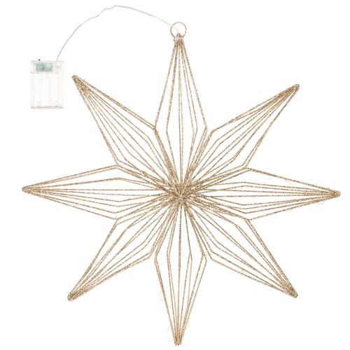 Étoile décorative LED en fil métallique à suspendre, 51 cm, dorée, usage intérieur | Floristik24.fr
