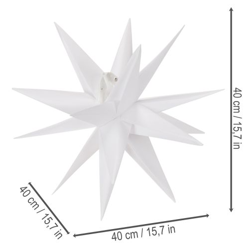 Étoile LED Décorative Blanche 40 cm avec Timer, Usage Extérieur Protégé | Floristik24.fr