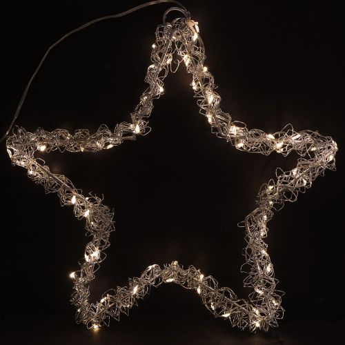 Étoile LED à suspendre en métal argenté 70 LED blanc chaud Ø25cm