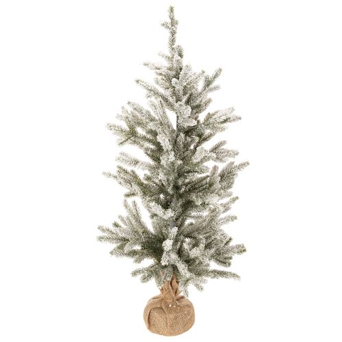 Sapin de Noël artificiel enneigé avec LED et base en toile de jute 85 cm