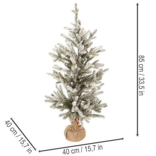 Ksapin artificiel enneigé avec 40 LED, base en jute, 85 cm, pour intérieur | Floristik24.fr