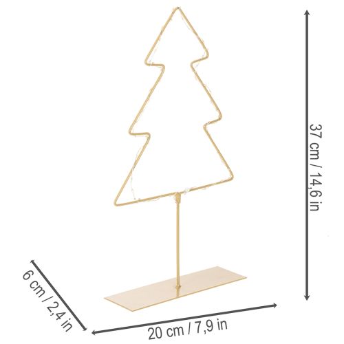 Silhouette de sapin de Noël en métal doré avec 60 LED, 37 cm | Floristik24.fr