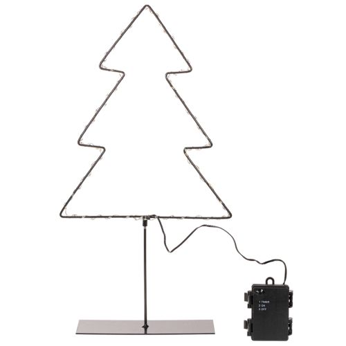 Sapin de Noël LED en métal noir, 47 cm, intérieur, fonctionnant sur piles | Floristik24.fr
