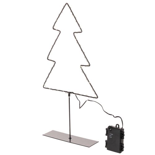 Sapin de Noël LED en métal noir, 47 cm, intérieur, fonctionnant sur piles | Floristik24.fr
