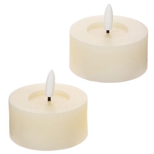 Lot de 2 bougies LED en cire véritable effet vacillant avec minuterie, blanc chaud, Ø 7 cm | Floristik24.fr